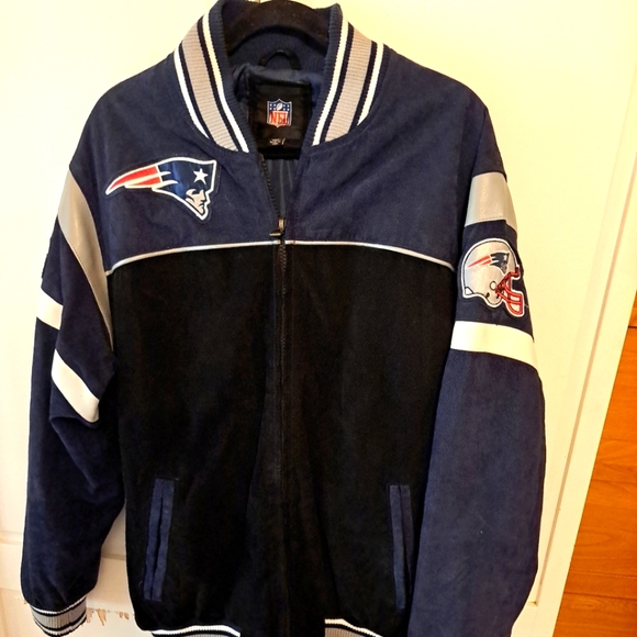 New England Patriots Suede Varsity Jacket Leather NFL Mens L